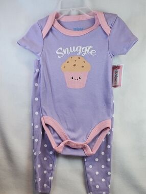 Kidgets 2pc. Lavender and Pink 'Snuggle' Cupcake One-Piece Bodysuit